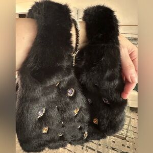 Faux fur bag black